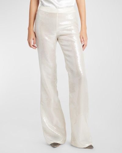 Alberta Ferretti Sequined Flare Pants - White