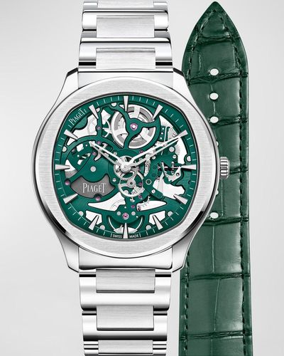 Piaget Polo 42mm Stainless Steel Green Skeleton Watch