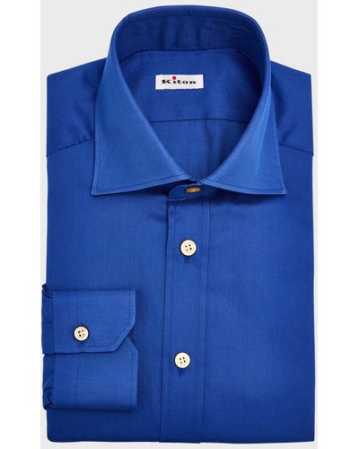 Kiton Textured Cotton Dress Shirt - Blue