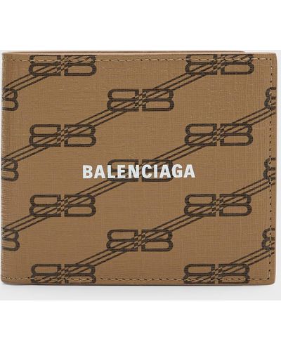 Balenciaga Signature Square Folded Wallet Bb Monogram Coated Canvas - Natural