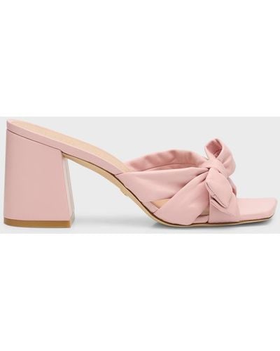 Stuart Weitzman Sofia Leather Bow Mule Sandals - Pink