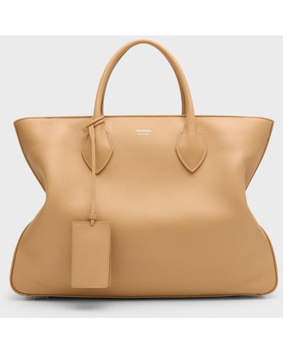 Ferragamo Star Leather Tote Bag - Natural
