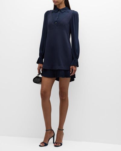 Cinq À Sept Rayna Combo Shirting Mini Dress - Blue