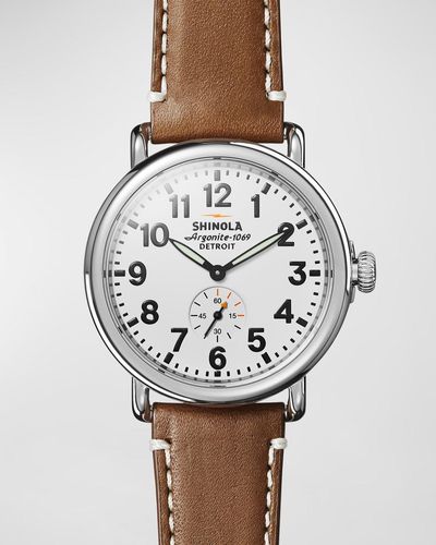 Shinola 47mm Runwell Watch, White/brown - Gray