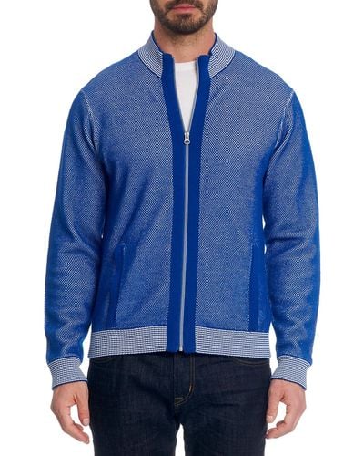 Robert Graham Conboy Wool-Blend Zip-Front Sweater - Blue
