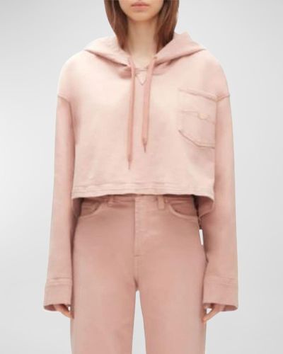 7 For All Mankind Emea Cropped Hooded Sweatshirt - Pink