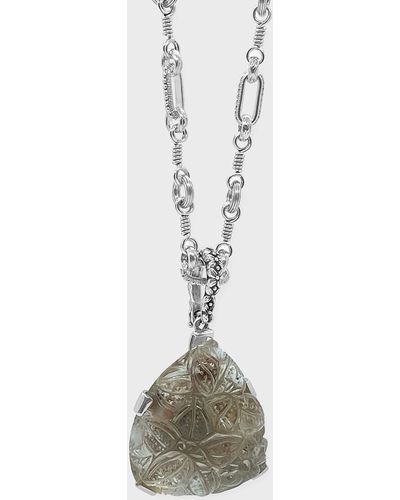 Stephen Dweck Carved Phantom Quartz Toggle Necklace - White