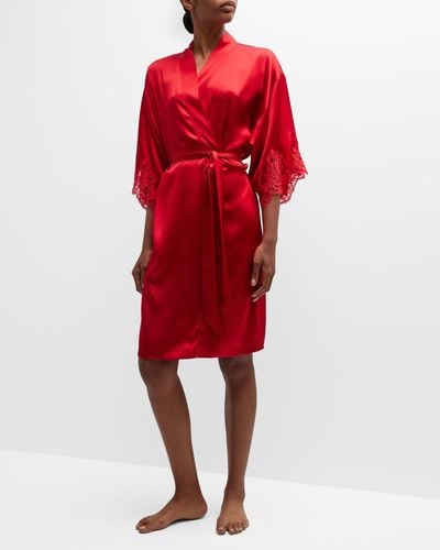 Lise Charmel Splendeur Lace-trim Silk-blend Robe - Red
