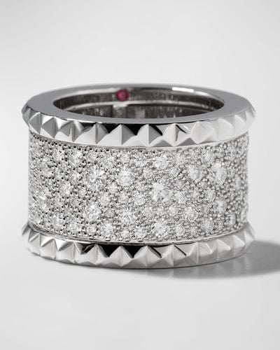 Roberto Coin Rock & Diamonds 18k White Gold Ring, Size 6.5 - Gray