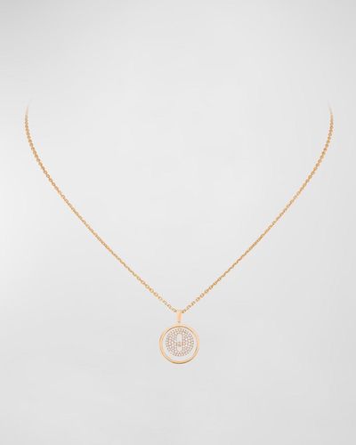 Messika Lucky Move 18k Rose Gold Small Diamond Pendant Necklace - White