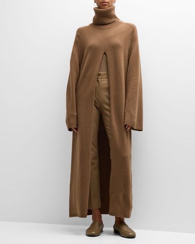 JOSEPH Viviane Front Slit Wool Dress - Brown