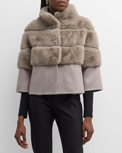 Kelli Kouri Sheard Faux Fur & Cashmere Jacket - Gray