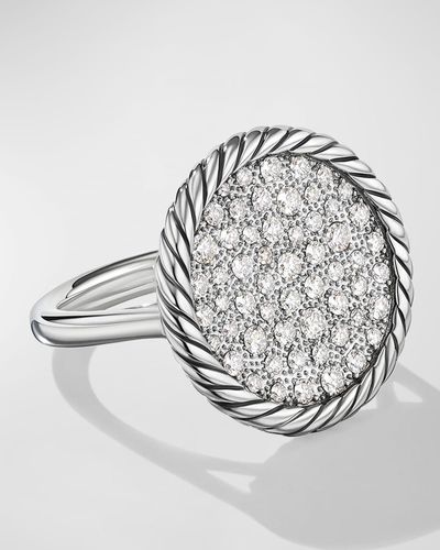 David Yurman Elements Ring With Diamonds In Silver, 21.2mm - Metallic