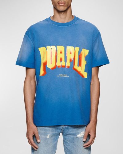Purple 3d Logo Textured Jersey T-shirt - Blue
