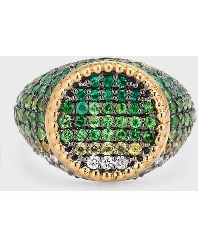 L'Atelier Nawbar Northern Light Emerald And Diamond Pinky Ring, Size 4 - Green