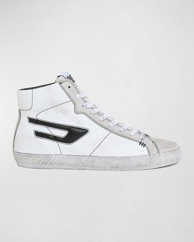 DIESEL S-leroji Mid-top Leather Sneakers - Metallic