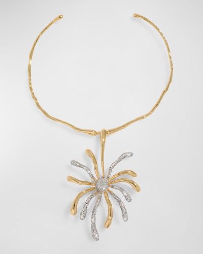 Alexis Solanales Crystal Sunburst Collar Necklace - White