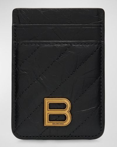 Balenciaga Crush Phone Magnetic Card Holder - Black