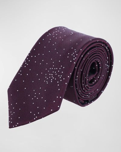 Trafalgar Mystere Silk Metallic Polka Dot Tie - Purple