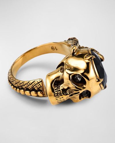 Alexander McQueen Crystal Victorian Skull Ring - Metallic