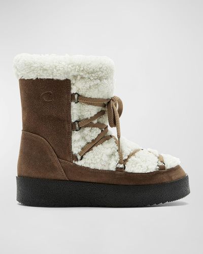La Canadienne Eloise Suede Shearling Snow Boots - Multicolor