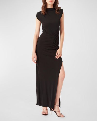 Diane von Furstenberg Apollo Ruched Cap-Sleeve Jersey Maxi Dress - Black