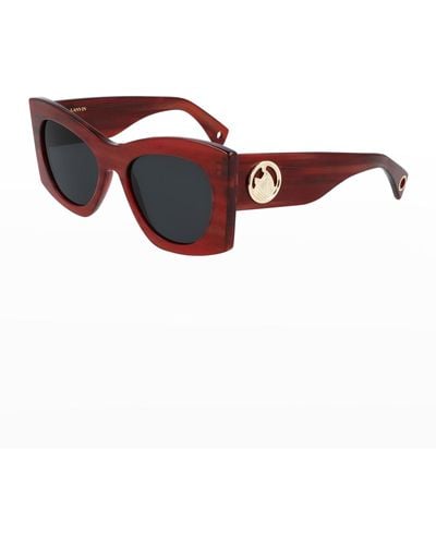 Lanvin Mother & Child Logo Acetate Butterfly Sunglasses - Red