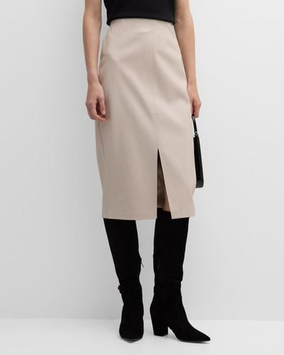 Brochu Walker Esme Front-Slit Midi Pencil Skirt - Natural