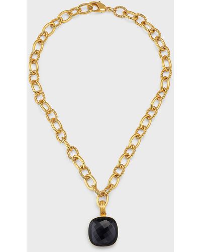 Dina Mackney Black Onyx Lily Chain Necklace - Metallic