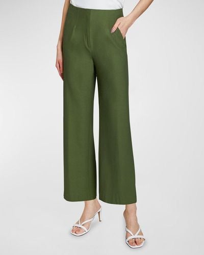 Santorelli Sona Cropped Straight-Leg Crepe Pants - Green