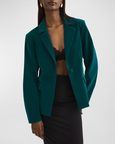 Lamarque Lottie Single-button Cutaway Blazer Jacket - Green