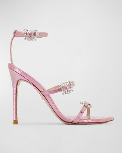 Sophia Webster Grace Butterfly Buckle Ankle-Strap Sandals - Pink
