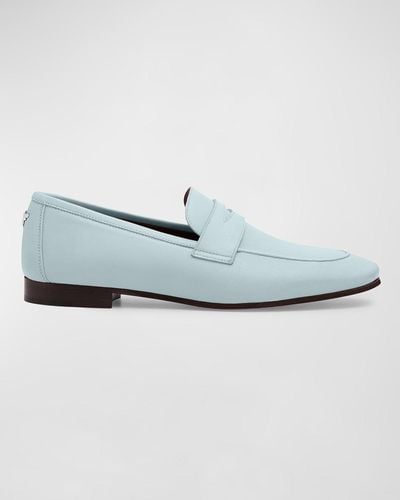 Bougeotte Leather Flat Penny Loafers - Blue