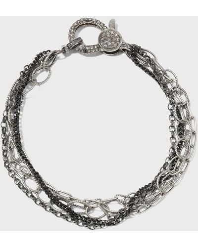 Margo Morrison Multi-Chain Combination Bracelet With A Diamond Clasp - Metallic