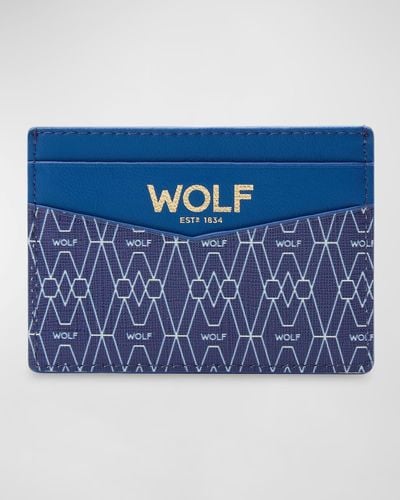 Wolf Vegan Logo-Print Card Holder - Blue