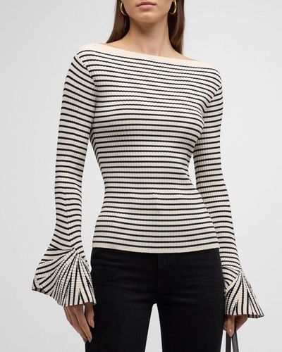A.L.C. Aster Striped Long-sleeve Top - Gray