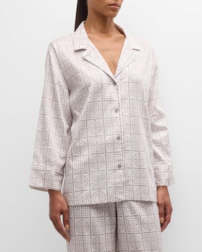 Natori Cropped Infinity-Print Cotton Pajama Set - Purple