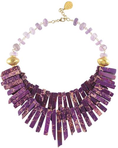 Devon Leigh Amethyst & Imperial Jasper Statement Necklace - Purple