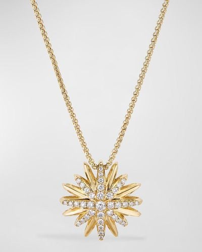 David Yurman Starburst Pendant Necklace In 18k Yellow Gold With Diamonds - Metallic