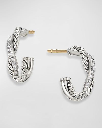 David Yurman Petite Pave Infinity Huggie Earrings - Metallic
