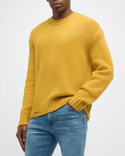 FRAME Destroyed Cashmere Sweater - Yellow