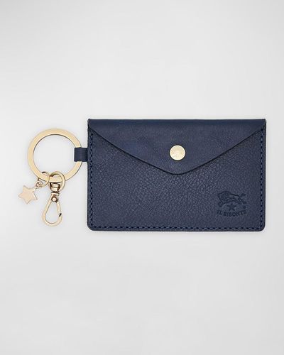 Il Bisonte Keyring Leather Card Holder - Blue