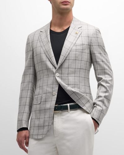 Stefano Ricci Wool And Silk Two-Button Jacket - Gray