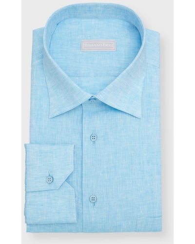 Stefano Ricci Linen Dress Shirt - Blue