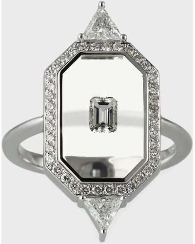 Nikos Koulis Universe Line 18k White Gold Mixed-diamond Ring, Size 6.75 - Metallic