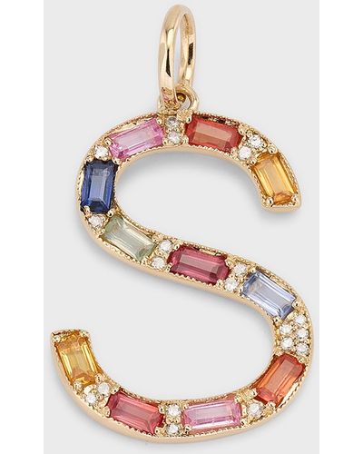 Kastel Jewelry Multi-sapphire And Diamond Initial Pendant, S - Multicolor
