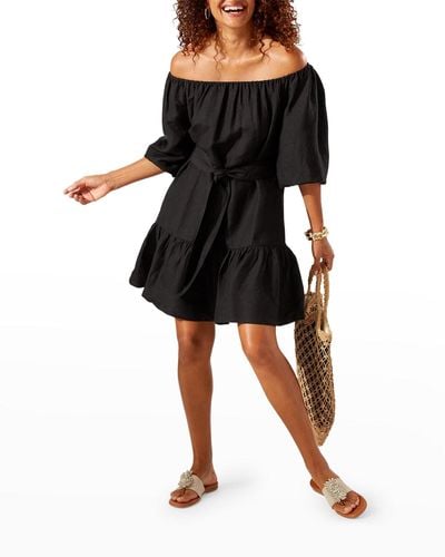 Tommy Bahama St. Lucia Short Tiered Dress - Black