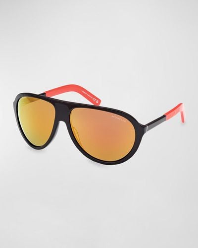 Moncler Roque Acetate Aviator Sunglasses - Brown