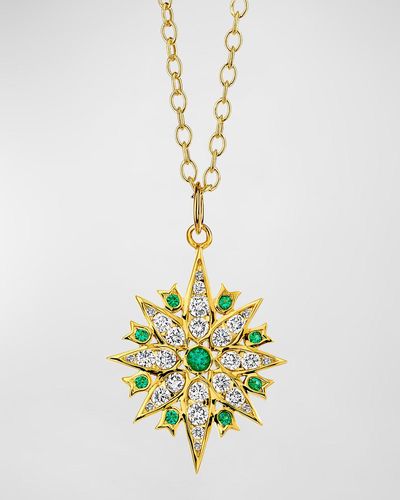 Syna 18k Yellow Gold Mogul Taara Pendant Necklace With Emeralds And Diamonds - Metallic