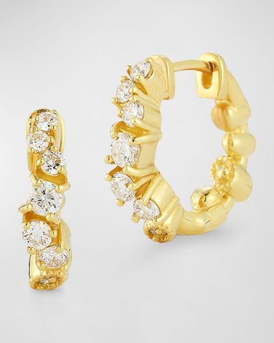 Tanya Farah 18k Sunburst Diamond Huggie Earrings - Metallic